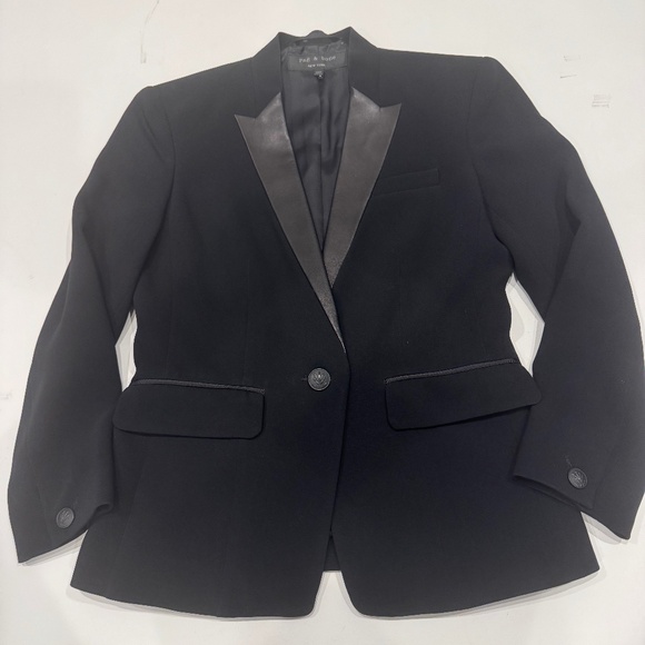 Rag and Bone Blazer with Lamb Leather Details - Picture 1 of 6